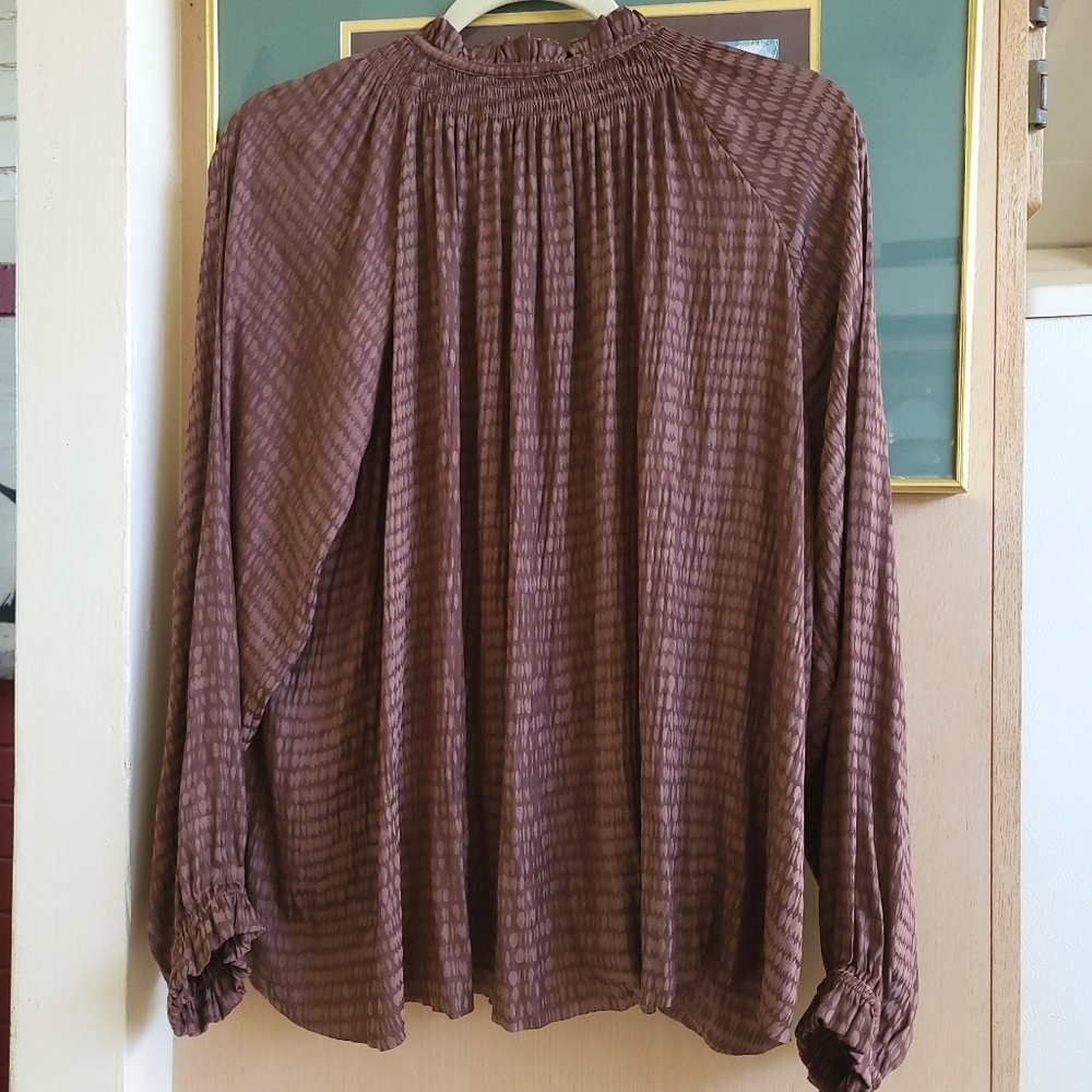 Long Sleeve Dainty Soft Tie Front Blouse mauve - Picture 2 of 6